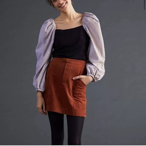 Maeve Anthropologie Open-Back Puff-Sleeved Blouse‎ - Picture 2 of 10